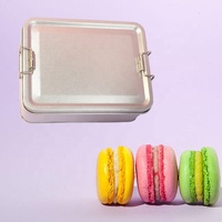 Boîte à lunch en beignet rectangulaire avec logo personnalisé imprimé en fer blanc de qualité alimentaire pour camping en plein air étui en étain portable pour macaron