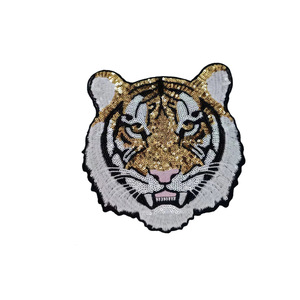 Nuovo Design: Toppe Ricamate a Testa di Tigre con Paillettes, Resistenti, <span class=keywords><strong>da</strong></span> Applicare con Ferro <span class=keywords><strong>da</strong></span> Stiro, Gialle, alla Moda, per Borse, Scarpe, Cappelli e Abbigliamento Trendy - Product Image 5
