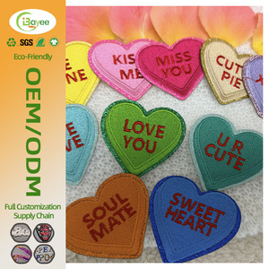 High-Precision Heart Shape Multicolor Self-Adhesive Flat Embroidery Patch <b>Sequin</b> Edge Embroidery Patch for t-Shirts - Product Image 1