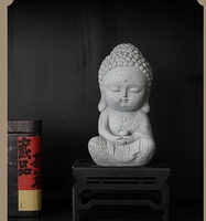 Petit ornement de style chinois en grès vert, figurine de Bouddha Shakyamuni pour temple