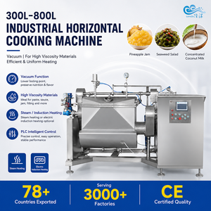 Cuiseur vapeur horizontal pour confiture d'ananas, machine de cuisson sous vide industrielle à décharge automatique avec agitation planétaire - Product Image 1