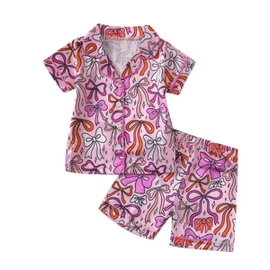 Conjunto Infantil GSSO3142 Personalizado para Niña Pequeña, Estampado de Flores y Rayas, Estilo Casual, de Punto, Manga Corta, para Todas las Temporadas - Product Image 5