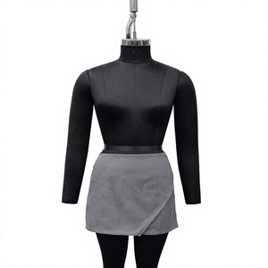 Women's High Waist Asymmetrical Plaid Mini <b>Skirt</b> With Belt <b>Office</b> Lady Style Woven Polyester Cotton Fabric - Product Image 1