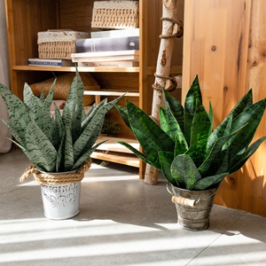 CL20007 piante artificiali Sansevieria pianta serpente finto verde tropicale foglie stelo per casa ufficio negozio arredamento giardino verde - Product Image 4