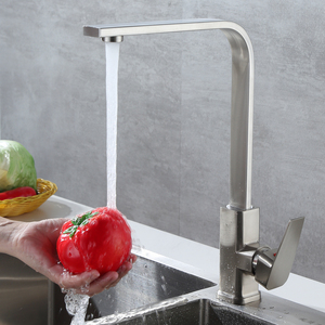 <span class=keywords><strong>Robinet</strong></span> de cuisine carré noir mat/Chorme évier de cuisine chaud et froid mitigeur à Rotation de 360 degrés <span class=keywords><strong>robinet</strong></span> monté sur le pont avec filetage en téflon - Product Image 2