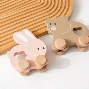 Montessori Unisex Baby Cars <strong>Wooden</strong> Bunny <strong>Push</strong> <strong>Along</strong> <strong>Toy</strong> for 2-4 Year Olds Holzspielzeug Baby Juguetes De Madera - Product Image 5