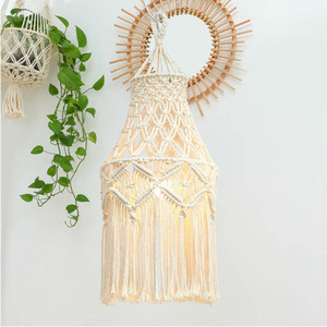 Uniquely Designed Cotton Hand-Knitted Bohemian Pendant Light Cover for Home Decorative Textile Crafts