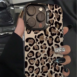 <span class=keywords><strong>Coque</strong></span> de téléphone portable en TPU pour <span class=keywords><strong>Iphone</strong></span> Xs Max <span class=keywords><strong>11</strong></span> 12 13 14 15 16 17 Air Impression léopard or pailleté plaqué argent - Product Image 3