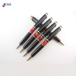 Cadeau d'affaires de luxe, stylo à bille en acrylique rouge, stylos en métal noir originaux avec logo personnalisé, stylo lourd pour signature - Product Image 3
