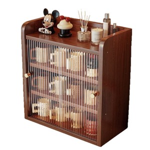 Solid Wood Cup Storage Rack 4 Layers Desktop Dustproof Organizer For Teacup Coffee Water Cup - Product Image 5