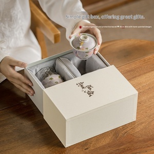 Hand-painted Chrysanthemum <b>Tea</b> Set Household Ceramic Kung Fu Gift Box Set Underglaze Color Cover Bowl Set Set Cover Bowl Two <b>Cup</b> - Product Image 2