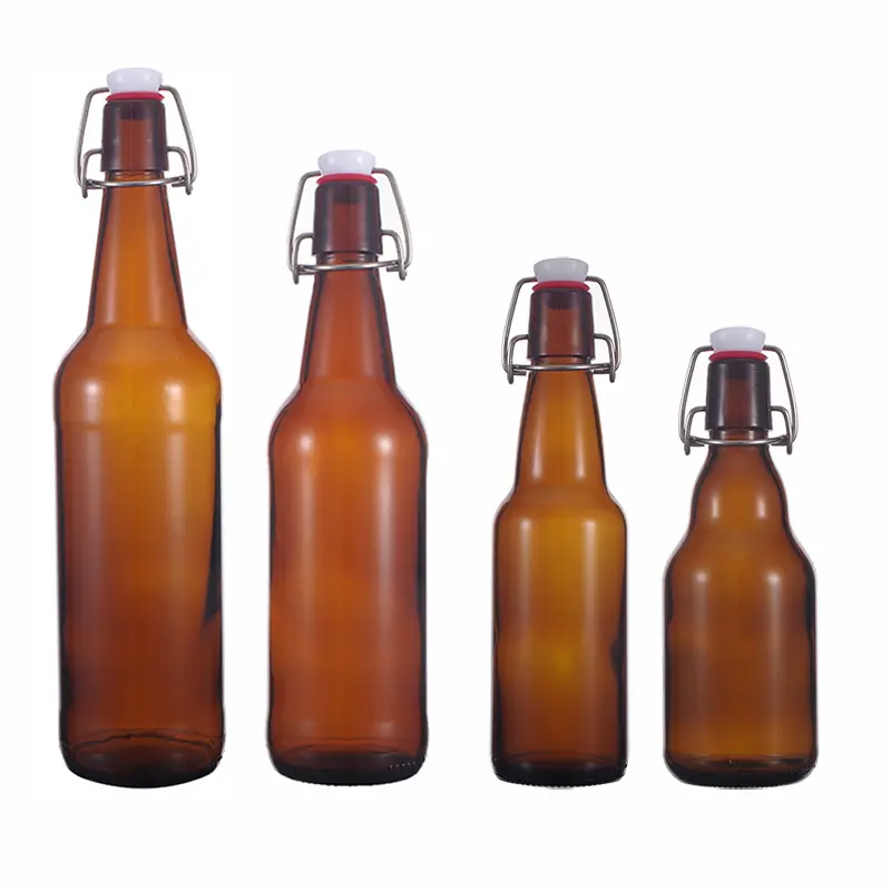 Home Brewing Glass Airtight Rubber Seal Amber 16 oz empty clear 500ml 330ml swing top Beer Glass Bottle with Easy Wire Swing Cap