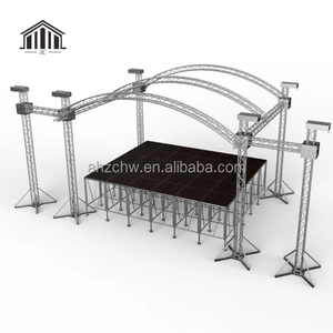 Plataforma de Escenario Portátil Personalizable para Eventos al Aire Libre, Altura Ajustable, Estructura de Truss con Techo de Arco de 6 Pilares y Pernos de Espiga - Product Image 1