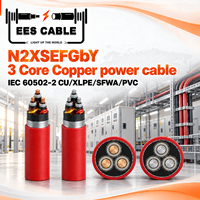 Câble N2XSEFGbY 3 conducteurs en cuivre, isolé XLPE, blindé avec bande de cuivre, armure en acier galvanisé, gaine en PVC, conforme à la norme IEC 60502-2