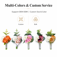 Korsase Pernikahan Buatan dari Sutra, Mawar, dan Anyelir, Bunga Pergelangan Tangan Multi Warna, Bros Bunga Pengantin untuk Tamu Pernikahan, Boutonniere Pengantin Pria