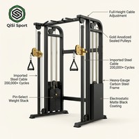 Appareil de musculation fonctionnel commercial à double câble croisé, multi-stations, type Jungle Gym, noir mat et or, pour entraînement complet du corps