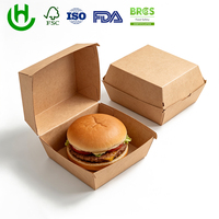 Scatola per Hamburger in Carta Kraft Certificata FSC, Contenitore Usa e Getta per Burger, Stampa Personalizzata, Ecologica, Certificata BRCGS per Ristoranti