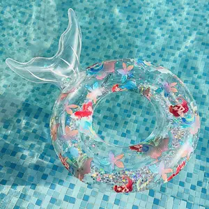 Nieuwe Hot Sale Aanpassen Kinderen Zeemeermin Zwemmen Ring Europa Usa Baby Girl Drijvend Pvc Opblaasbaar Water Drijvend Speelgoed Voor Zwembad