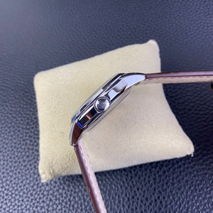 Montre-bracelet en <span class=keywords><strong>cuir</strong></span> pour homme, cadran <span class=keywords><strong>crème</strong></span> vintage 40 mm, aiguilles seringue, lumineuse, automatique, mécanique, affichage phase de lune, jour et mois - Product Image 4