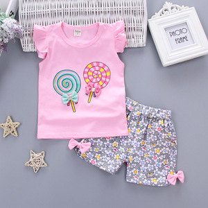 Nouvel <span class=keywords><strong>ensemble</strong></span> de vêtements pour filles, tenue d'été pour bébé, t-shirt à manches volantées + short, 1 2 <span class=keywords><strong>3</strong></span> 4 <span class=keywords><strong>ans</strong></span>, vêtements pour filles - Product Image 6