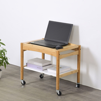 Chariot de service en bois mobile personnalisé avec roues verrouillables, organisateur de rangement à double niveau pour cuisine et salon
