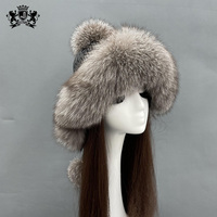 Gorro de Invierno con Orejeras de Piel de Mapache Auténtica de Lujo Janefur para Mujer, Estilo Clásico con Pompón, Gorros de Piel de Zorro Natural