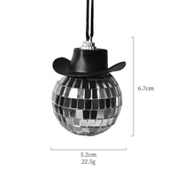 Ornement boule disco en forme de chapeau de cowboy, en verre réfléchissant, décoration suspendue, pendentif boule miroir pour voiture, pour la maison, les fêtes et Noël