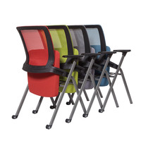 Chaises de salle de réunion empilables modernes avec Logo personnalisé, chaises de formation de bureau en maille pivotante pour étudiants avec bloc-notes