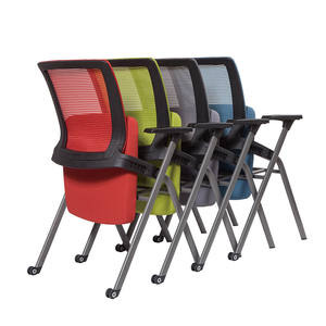 Chaises de salle de réunion empilables modernes avec Logo personnalisé, chaises de formation de bureau en maille pivotante pour étudiants avec bloc-notes - Product Image 3