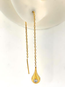 Pendientes de enhebrador de circón en forma de lágrima de oro de 14 quilates de lujo Ropa formal de moda para bodas y fiestas Directo del fabricante - Product Image 2