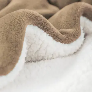 Süper yumuşak özel kabarık battaniye çekyat çift katmanlı mikrofiber % 100% Polyester Sherpa pazen polar lüks atmak battaniye