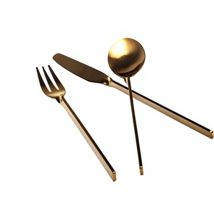 Hotel Designer Cutlery Set Reusable Stainless Steel Tableware with Round New Look Salad Server Spoon Fork Set - Product Image 4