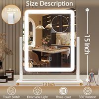 Nouvel Arrivage Miroir de Maquillage Rectangulaire de Table avec Bande LED, Miroir Cosmétique de Bureau en Métal Tactile, Idéal pour Anniversaire
