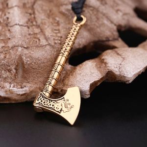 Vintage Norse Viking Dragon Amulet Runes Axe Pendant <strong>Pagan</strong> <strong>Jewelry</strong> for Wedding Occasions - Product Image 2