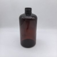 Bouteilles en plastique de 250 ml, ovales en PET ambré avec bouchon à vis en aluminium argenté