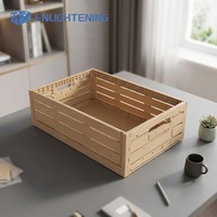 Caisse de transport pliable en plastique pour pépinière, motif grain de bois, ventilée et empilable