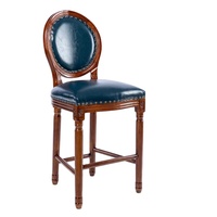 Tabouret de bar vintage en bois, chaise de bar rembourrée à dossier rond avec garniture cloutée pour bar à domicile ou restaurant