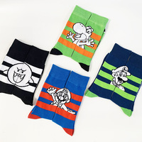 HY-4801 Logo personnalisé JACQUARD dessin animé Mario chaussettes Long Tube bonneterie Couples tricoté adultes bas hommes et femmes chaussettes