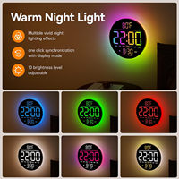 Jam Dinding Digital Besar dengan Detik, Penghitung Waktu Mundur Alarm, Layar LED Besar Warna RGB DST Temperatur untuk Kamar Tidur Ruang Tamu