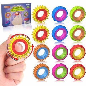 12 Pack Sensory <b>Stress</b> Relief Spinning <b>Ring</b> Silicone Rotating Fidget <b>Ring</b> Toy for Kids - Product Image 1