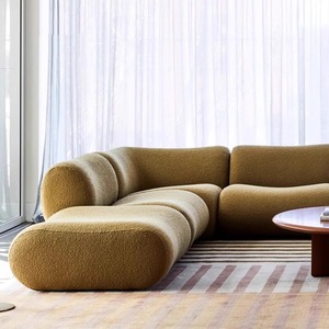 Set di lusso moderno divano modulare a forma di L con copertura in tessuto di riempimento spugna Design ecologico per salotti appartamento - Product Image 2