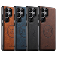 Coque de téléphone SUTENI pour Samsung S26 Ultra avec chargement magnétique sans fil, texture litchi, toucher givré, en similicuir de luxe pour S25 Plus S24