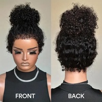 Perruque frisée personnalisée en usine, perruque torsadée 4C en cheveux humains, perruque frontale HD sans colle à nœuds invisibles, cheveux humains véritables