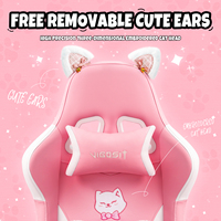 Cute Gaming Chair Ergonomic Computer Chair European Lovely Pink Pu Game Chair With Footrest for Girl