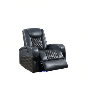 Poltrona Reclinabile Elettrica in Vera Pelle con Bluetooth, Schienale Trapuntato e Braccioli Imbottiti per Soggiorno - Product Image 1