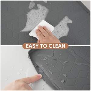 BALEINE S202 Tapis d'évier moderne en silicone imperméable 34" x 22" de qualité alimentaire à motif géométrique, épaisseur 1,5 mm, avec support antidérapant pour cuisine - Product Image 3