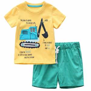 Ensemble T-shirt et short pour garçons de 8 ans, motif petit camion monstre et dinosaure, vêtements pour enfants de 7 à 10 ans, 14 ans - Product Image 2