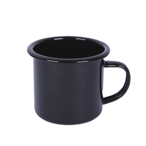 Black Enamel Cup Vintage Metal Mug Sublimation Coffee Cup with Hand Grip for Camping Office Souvenir Use - Product Image 1