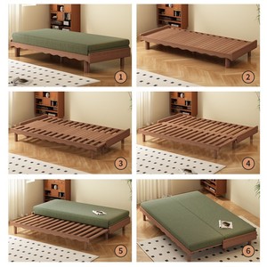 Sofá Cama Plegable Tatami, Cama Deslizante y Telescópica de Madera Encerada Blanca, Multifuncional Telescópica de Doble Uso - Product Image 4