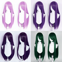 Perruque synthétique longue et droite de 80 cm pour cosplay d'anime, multicolores, résistante à la chaleur, densité 180 %, avec bonnet en filet rose, idéale pour les fêtes - Vente en gros